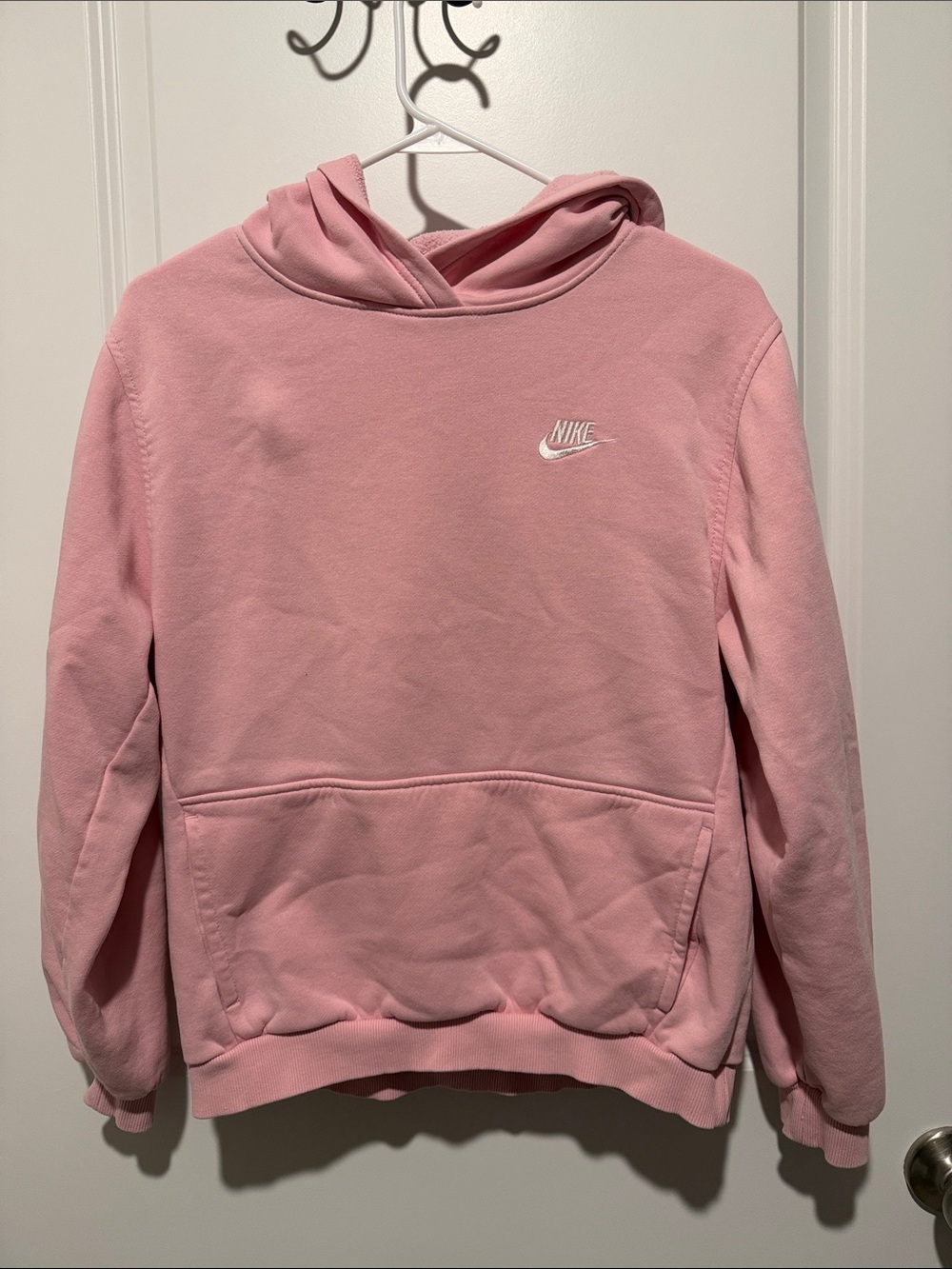 Nike Kids Pink Pullover Hoodie with White Swoosh